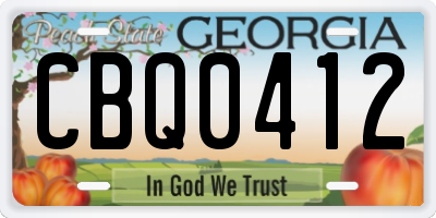 GA license plate CBQ0412