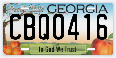 GA license plate CBQ0416