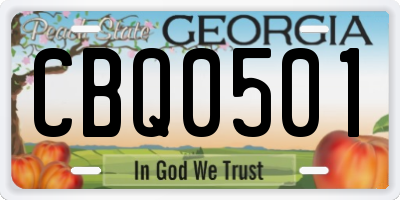 GA license plate CBQ0501