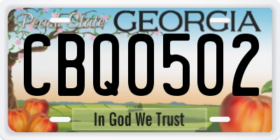 GA license plate CBQ0502