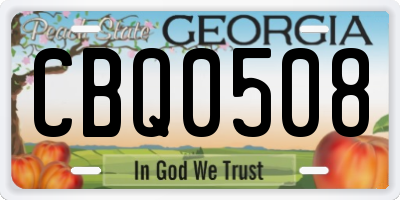 GA license plate CBQ0508