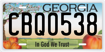 GA license plate CBQ0538
