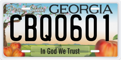 GA license plate CBQ0601