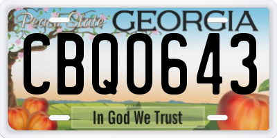 GA license plate CBQ0643