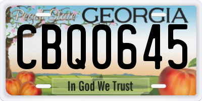 GA license plate CBQ0645