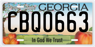 GA license plate CBQ0663