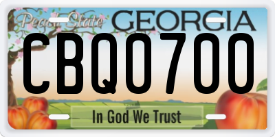 GA license plate CBQ0700