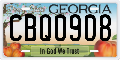 GA license plate CBQ0908