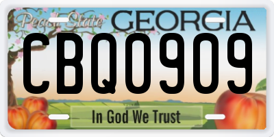GA license plate CBQ0909