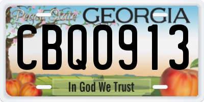 GA license plate CBQ0913