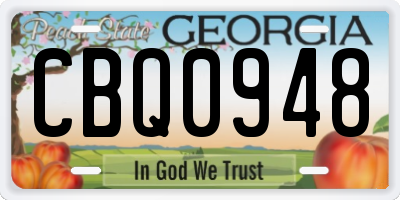 GA license plate CBQ0948