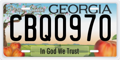 GA license plate CBQ0970