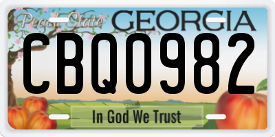 GA license plate CBQ0982