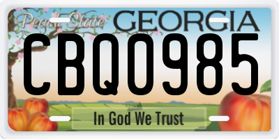 GA license plate CBQ0985
