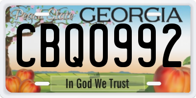 GA license plate CBQ0992