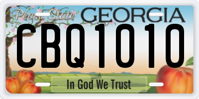 GA license plate CBQ1010