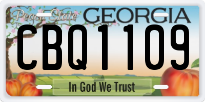 GA license plate CBQ1109