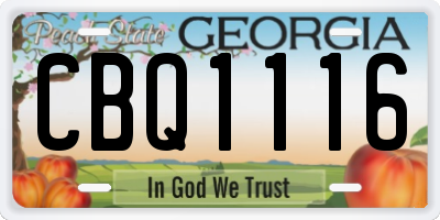 GA license plate CBQ1116