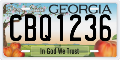 GA license plate CBQ1236