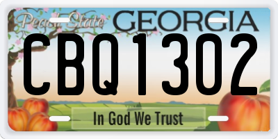 GA license plate CBQ1302