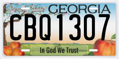 GA license plate CBQ1307