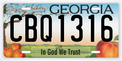 GA license plate CBQ1316
