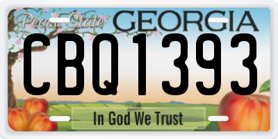 GA license plate CBQ1393