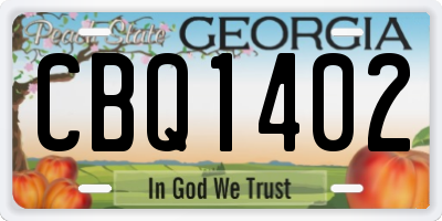 GA license plate CBQ1402