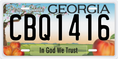 GA license plate CBQ1416