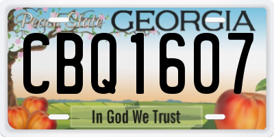 GA license plate CBQ1607