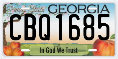 GA license plate CBQ1685