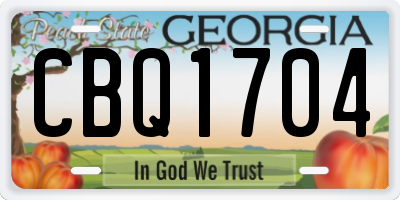 GA license plate CBQ1704