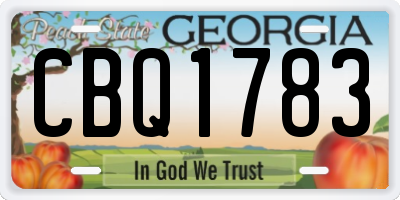 GA license plate CBQ1783