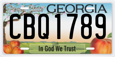 GA license plate CBQ1789
