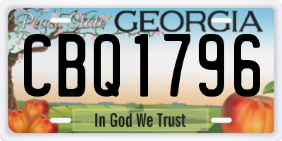 GA license plate CBQ1796