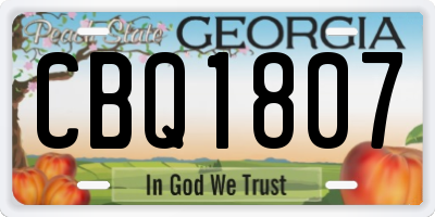 GA license plate CBQ1807