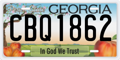 GA license plate CBQ1862