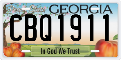 GA license plate CBQ1911