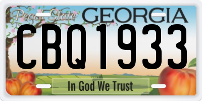 GA license plate CBQ1933
