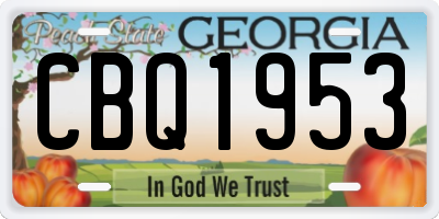 GA license plate CBQ1953