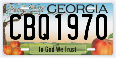 GA license plate CBQ1970
