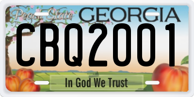 GA license plate CBQ2001