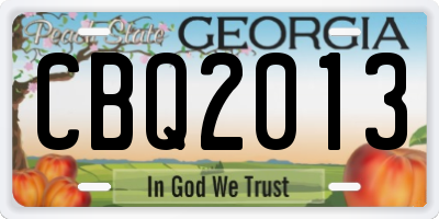 GA license plate CBQ2013