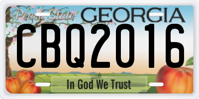 GA license plate CBQ2016