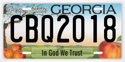 GA license plate CBQ2018