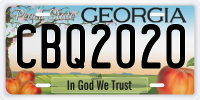 GA license plate CBQ2020