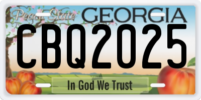 GA license plate CBQ2025