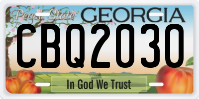 GA license plate CBQ2030