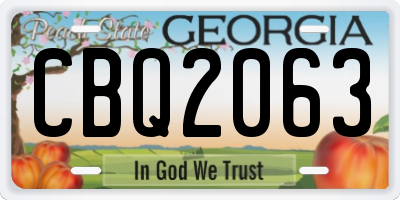 GA license plate CBQ2063