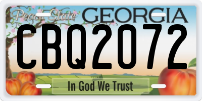 GA license plate CBQ2072